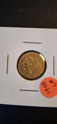 Moneda de oro cabeza india de $2,50 de 1910 #7 r3 Foto 1 de 2