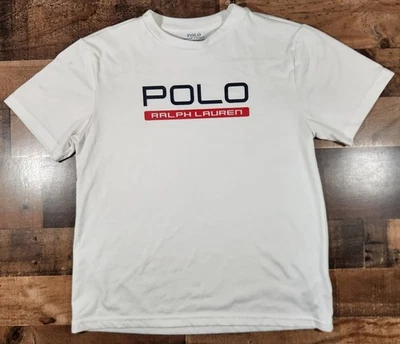 Polo Ralph Lauren Workout Shirt Youth Boys 14-16 Large White Performance Stretch - Image 1 of 4