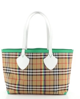 Bolso de Mano Burberry Gigante Reversible Vintage Lona a Cuadros Arco Iris Foto 1 de 4