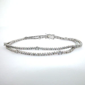 3.57 CTS - 18k White Gold Double Strand Diamond Bracelet- NEW Diamond Bracelet - Picture 1 of 5