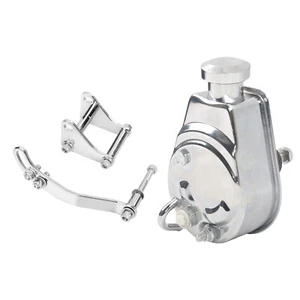 For Small Block Chevy Saginaw Polished Power Steering Pump + Mounting Bracket - Picture 1 of 12
