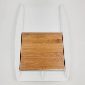 Ciroa White Ceramic Serving Tray with Bamboo Insert 13.5" x 8.5" - Picture 1 of 8