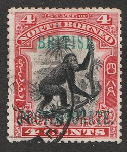 1901-05 North Borneo Sc# 108 - 4¢, Orangutan. Used, postally canceled. - Picture 1 of 1