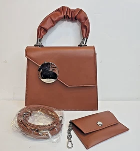 Handbag Purse New Brown Fashion 2 Handles Coin Pouch City College Cruise Club - Picture 1 of 16