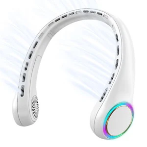 White Rechargeable Neck Fan with 3800RPM Motor 3 Speed Ultra Long Battery Life - Picture 1 of 8