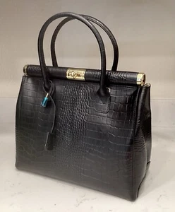PERSAMAN NEW YORK ANAIS OSTRICH TOTE BLACK - Picture 1 of 8