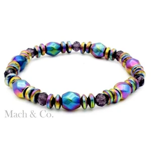 Pulsera o tobillera magnética elástica ajustable de hematita de moda para mujeres niñas - Imagen 1 de 6