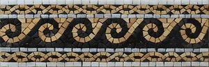 Mosaic Marble Handmade Wall Skirting Tile Sheet, Black and Yellow Waves Roll - Picture 1 of 1