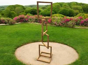 Rusted Metal Sculpture - Geometric Abstract Steel Art - Outdoor Metal Statue - Picture 1 of 8