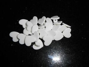 W55 * 12 WHITE HEART ACRYLIC SHANK BUTTONS 12MM NEW UNUSED