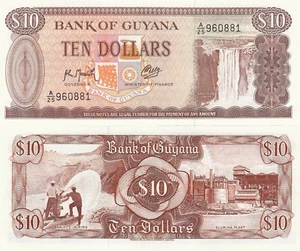 Guyana 10 Dollars (ND/1992) - Bauxite Mine/Aluminum Plant/p23f/Sig. 7 UNC - Bild 1 von 3