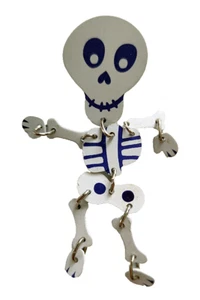 Broche MUY RARO Sello PIN Halloween Vintage ESQUELETO Articulado LATA 1900s - Imagen 1 de 4