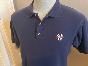 Vintage 80’sNew York Yankees Baseball Embroidered 1/4 Button Collar T-shirt M - Picture 1 of 5