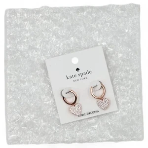 Kate Spade New York Yours Truly Pave Heart Drop Earrings - Picture 1 of 12