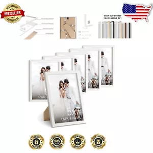 Premium 5x7 Natural Wood Frames - Set of 6 Collage Photo Displays for Any Space - Picture 1 of 8