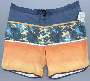 George Bathing Suit Men 2XL Blue Orange Swim Trunks Shorts Beach Non-Mesh Liner - Picture 1 of 9