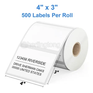 4" x 3" 500 Direct Thermal Labels for Barcodes Postage Address Shipping Labels - Picture 1 of 6