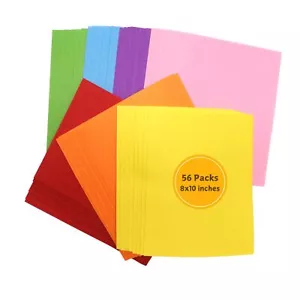 Felt Sheets 56 Pcs Assorted Colors Stiff Felt Sheets Thin Non-Woven Felt Squa... - Picture 1 of 8