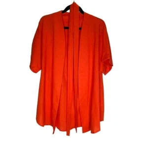 Commense Damen-Oberteil L offen vorne Krawatte Taille übergroß orange Shirt Leinenmischung neu - Bild 1 von 4