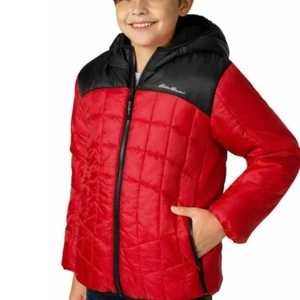 Eddie Bauer Boy's Reversible Hooded Jacket Red/Black - Picture 1 of 3