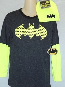 Boy's Longsleeve T-Shirt Batman Youth Size XL 14/16 XXL 18 NEW Skully set Beanie - Picture 1 of 12