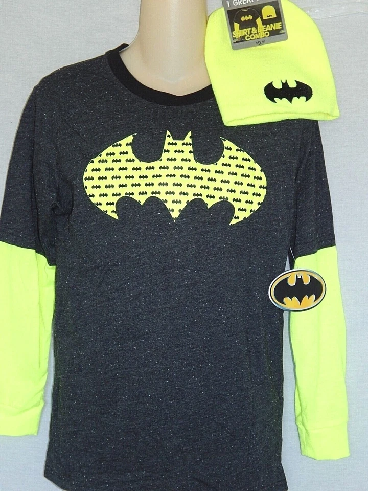 Camiseta Manga Larga Niño Batman Juvenil Talla XL 14/16 XXL 18 NUEVO Conjunto Skully Gorro Foto 1 de 4
