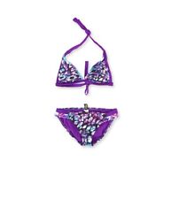 Becca Womens Reversible Side Tab 2 Piece Bikini, Purple, Medium