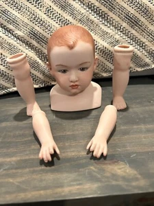 Cabeza, patas y brazos de muñeca de porcelana Houbach Alemania 380 - Imagen 1 de 4