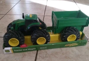 John DeereTractor and Wagon Front Loader Monster Treads Farm ~Lights and Sounds - Picture 1 of 4