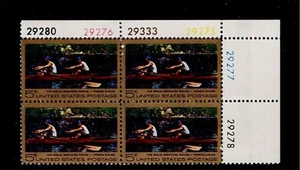 US Scott #1335, Plate Block 1966 Rowing 5c FVF MNH Upper Right - Picture 1 of 1