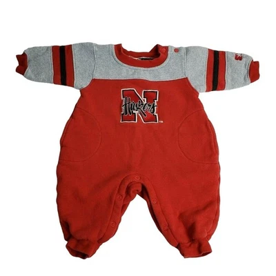 Nebraska Huskers Infant 3-6 Months Fleece Lined Pajamas Starter Romper Snaps — 第 1/4 张图片