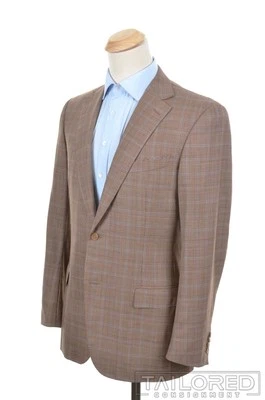 ERMENEGILDO ZEGNA коричневый клетку чек Trofeo шерсти блейзер Sport пальто куртка - 42 L - Изображение 1 из 4