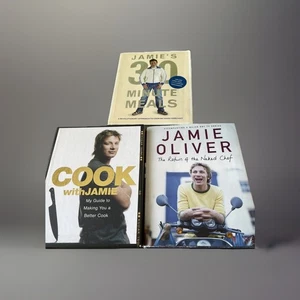 3 X Hardcover Jamie Oliver Cookbooks 30 Minute Meal Return The Naked Chef - Imagen 1 de 12