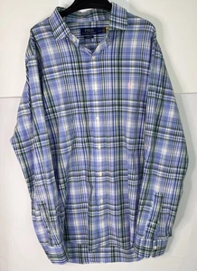 Polo Ralph Lauren Herren L blau/grün kariert Langarm Knopfleiste klassische Passform neu ohne Etikett - Bild 1 von 5