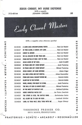 Jesus Christ My Sure Defense by Johann Crüger – Early Choral Masters SATB A Capp - Image 1 of 3