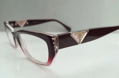 Marco de gafas PRADA VPR10O Burdeos transparente dos tonos cuadrado hecho en Italia VPR100 Foto 1 de 4