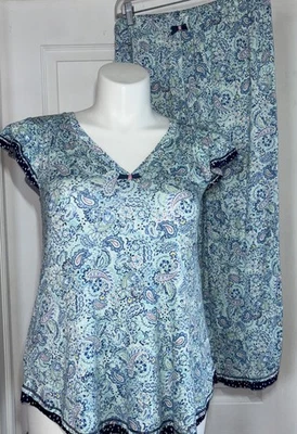 Conjunto de pijama Ellen Tracy cachemir top y pantalón azul suave elástico para mujer pequeño” Foto 1 de 4