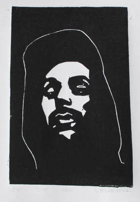 Leonhard Wachter Evidence Rapper Contemporary signiert Linolschnitt 2020 3/10 - Bild 1 von 2