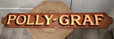 复古原装柚木镀金油漆船船名称标志“Polly - Graf” — 第 1/4 张图片