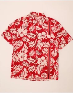 Camisa OXBOW Para Hombres Manga Corta Mediana Roja Floral Algodón Hawaiano HS19 - Imagen 1 de 4