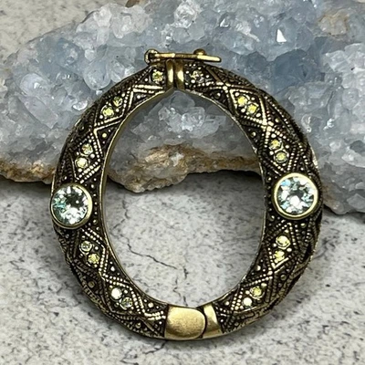 Heidi Daus Firmado Bufanda Clip Potenciador Estrás Azul Claro y Verde Único  Foto 1 de 4