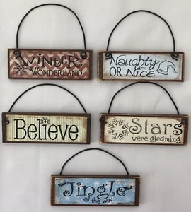 Wooden Plaque Christmas Rustic Wall Decoration Winter Wonderland Country C - Picture 1 of 9