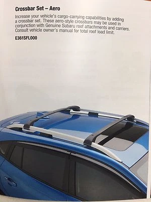 Juego de barras transversales de techo Subaru Impreza Aero 2017-2023 KIT E361SFL000 GENUINO NUEVO Foto 1 de 2