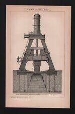Lithografie 1896: Dampfhammer I/II. Hammer Eisenwerk Schneider & Co. in Creusot