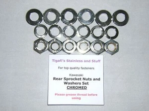 Kawasaki Z1/Z650/Z900/Z1000 - Sprocket Nuts and Washers Set - CHROME - Picture 1 of 2