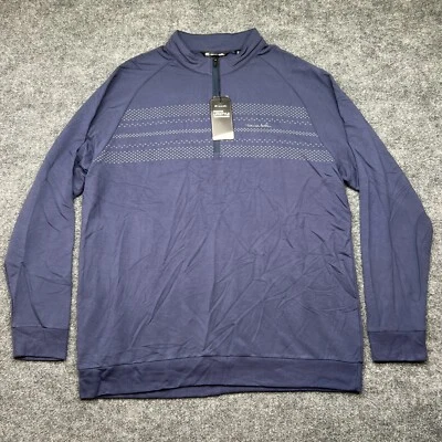 Travis Mathew Sweater Mens 2XL XXL Pullover Blue Quarter Zip Stripe Diamond - Image 1 of 4