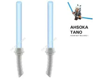 LEGO Star Wars Dual Trans-Blue Lightsaber Curved Gray Hilt x2 Ahsoka Tano Jedi - Picture 1 of 1