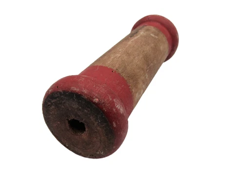 Vintage Single Wooden Cylinder Shaped Textile Bobbin Thread Spool Industrial Cover