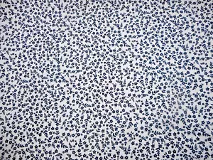 30s Reproduction Fabric By Half-Yard Sm Navy Blue Floral on White Calico Cotton - Picture 1 of 2