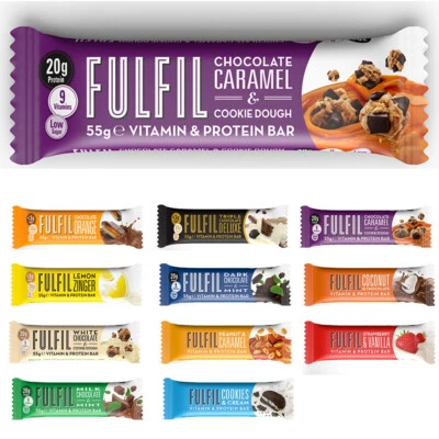 FULFIL NUTRITION Fulfil Protein Bars & Vitamins 60g Healthy High Fibre Snack Low Sugar Carbs Bar